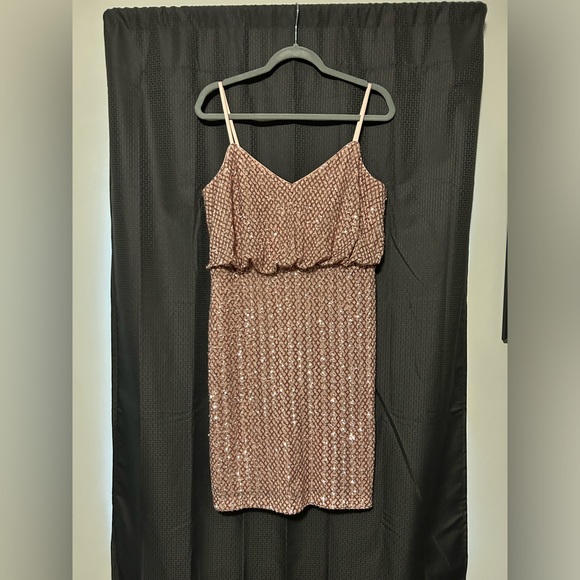 VINCE CAMUTO Sequined Blouson Sheath Dress Rose Pink Women’s Size 12 - Picture 9 of 15